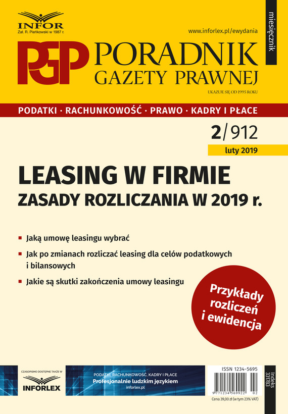 okładka Leasing w firmie – zasady rozliczania w 2019 r.ebook | pdf | Aneta Szwęch