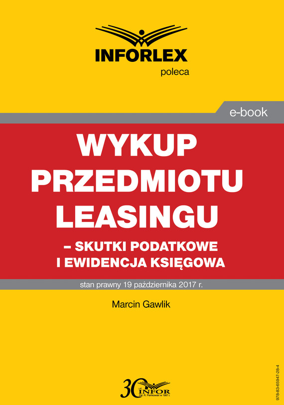 okładka Wykup przedmiotu leasingu – skutki podatkowe i ewidencja księgowaebook | pdf | Marcin Gawlik