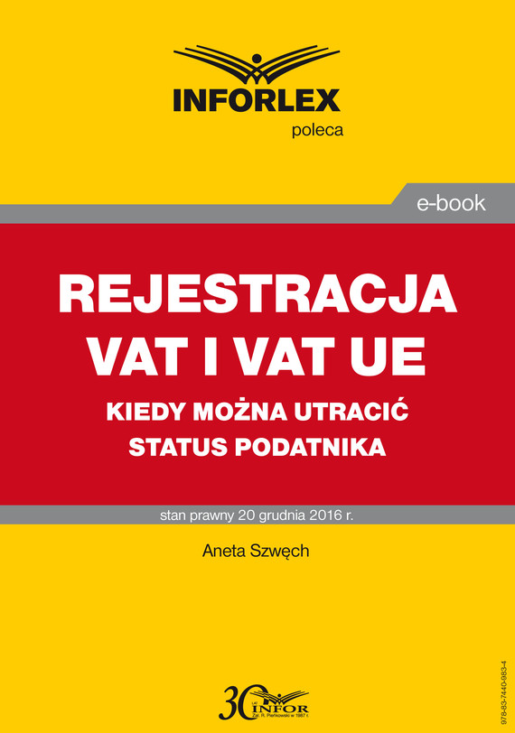 okładka REJESTRACJA VAT I VAT UE kiedy można utracić status podatnikaebook | pdf | Aneta Szwęch