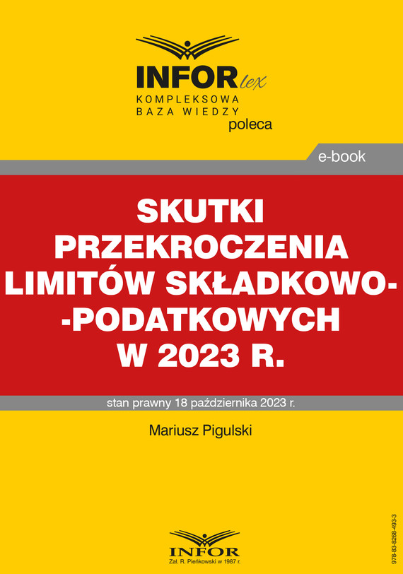 okładka Skutki przekroczenia limitów składkowo-podatkowych w 2023 r. ebook | pdf | Mariusz Pigulski