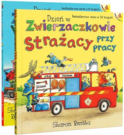 okładka Dzień w Zwierzaczkowie: Strażacy przy pracy / Wyruszamy pociągami z Kocurkami (pakiet) książka | Sharon Rentta