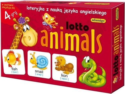 okładka Lotto animals loteryjka z naukąjęzyka angielskiego książka