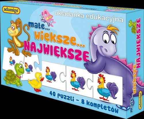 okładka Małe większe największe układanka edukacyjna książka | Pogprzelska Julia