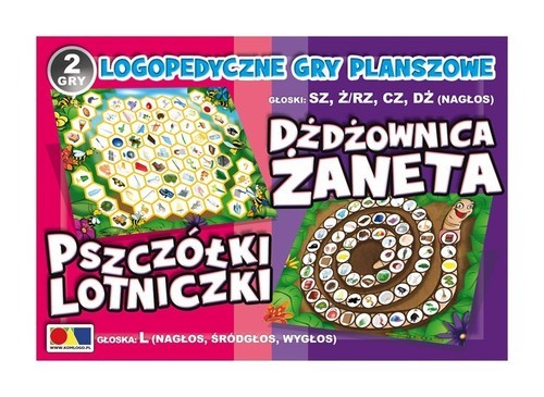 okładka Dżdżownica Żaneta Pszczółki Lotniczki Logopedyczne gry planszowe książka