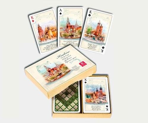 okładka Kraków Akwarele komplet brydżowy 2x55 listków książka