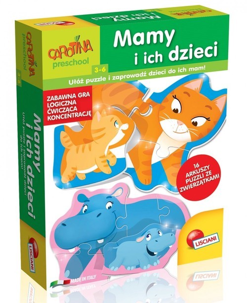 okładka Carotina Mamy i ich dzieci Ułóż puzzle i zaprowadź dzieci do ich mam książka