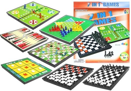 okładka Gry 7w1 Zestaw Gier Planszowych Ludo Warcaby książka