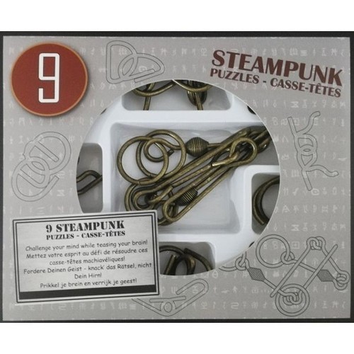 okładka Łamigłówki metalowe 9 sztuk Steampunk zestaw szary książka