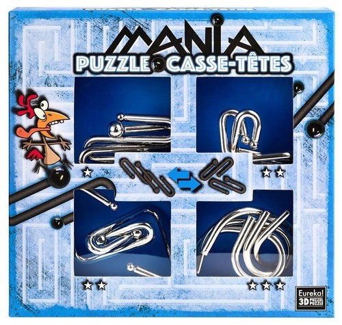 okładka Łamigłowki metalowe 4 sztuki Puzzle-mania zestaw niebieski książka