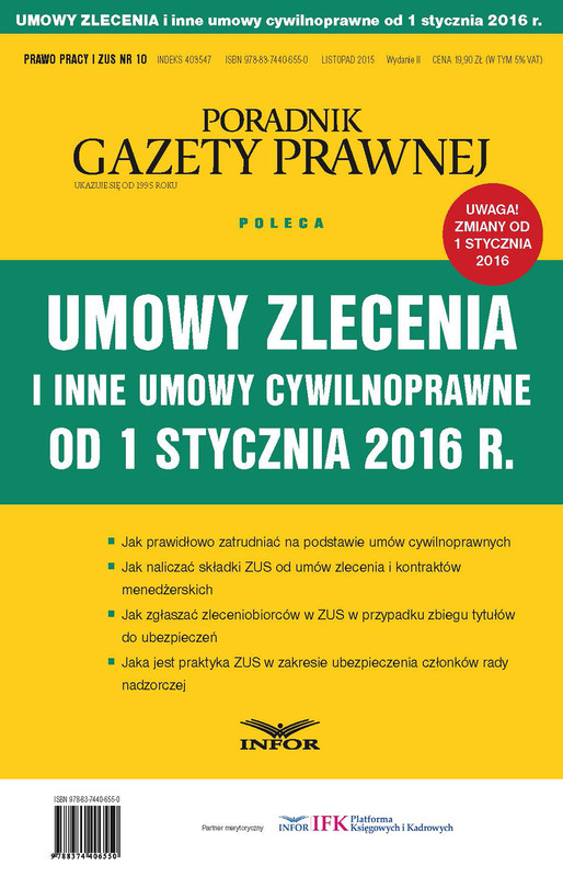 okładka Nowe Umowy zlecenia i inne umowy cywilnoprawne (PDF) ebook | pdf | INFOR PL SA