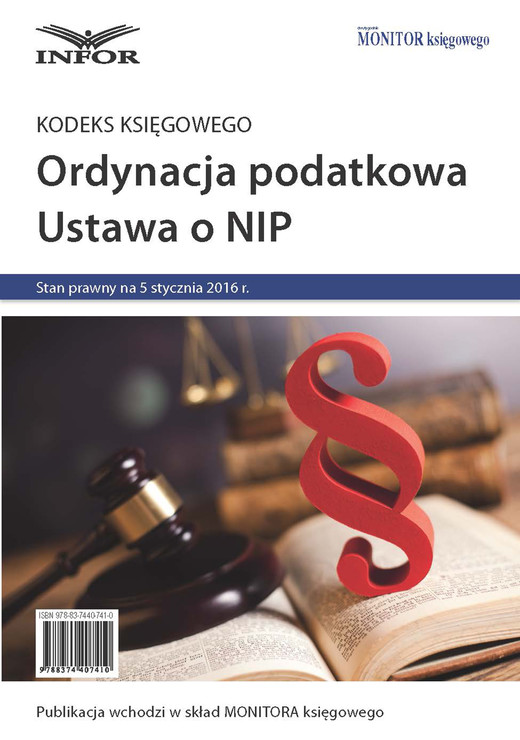 okładka Kodeks księgowego. Ordynacja podatkowa, NIP 2016 ebook | pdf | INFOR PL SA