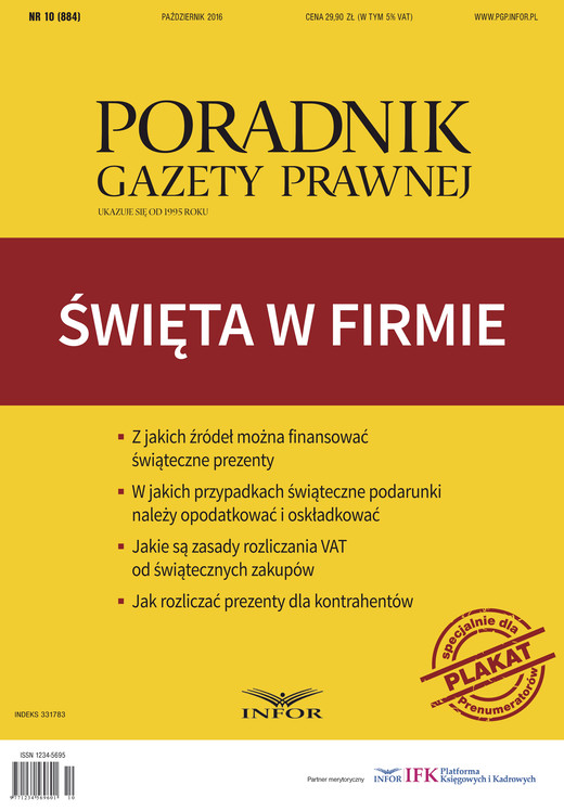okładka Święta w firmie - Poradnik Gazety Prawnej 10/2016 ebook | pdf | Praca Zbiorowa