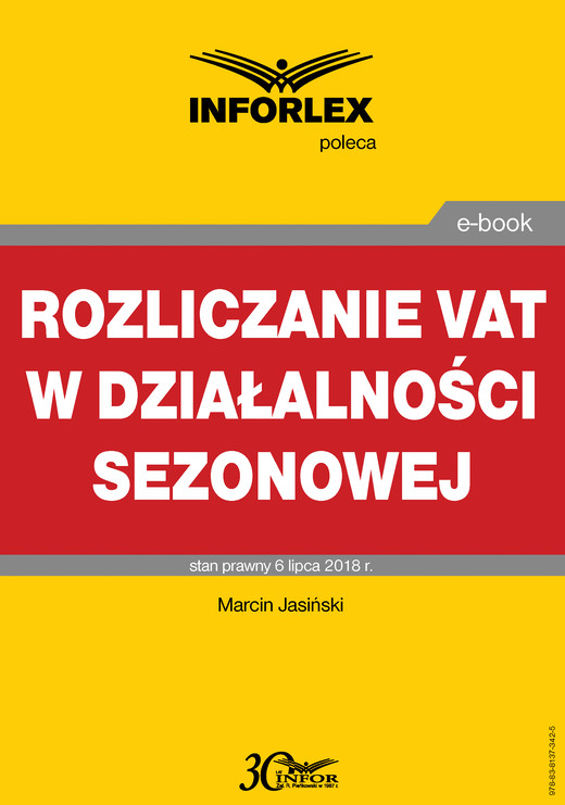 okładka Rozliczanie VAT w działalności sezonowej ebook | pdf | Marcin Jasiński