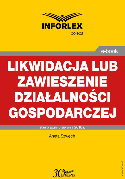 okładka Likwidacja lub zawieszenie działalności gospodarczej ebook | pdf | Aneta Szwęch