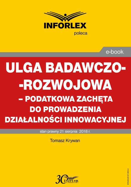 okładka Ulga badawczo-rozwojowa – podatkowa zachęta do prowadzenia działalności innowacyjnej ebook | pdf | Tomasz Krywan
