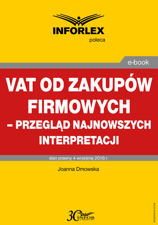 okładka VAT od zakupów firmowych – przegląd najnowszych interpretacji ebook | pdf | Joanna Dmowska