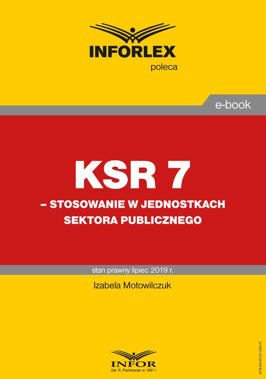 okładka KSR 7 – stosowanie w jednostkach sektora publicznego ebook | pdf | Izabela Motowilczuk