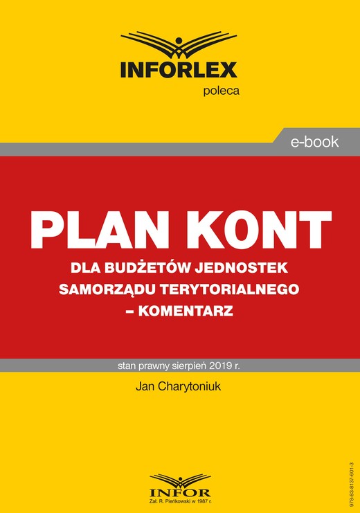 okładka Plan kont dla budżetów jednostek samorządu terytorialnego – komentarz ebook | pdf | Jan Charytoniuk