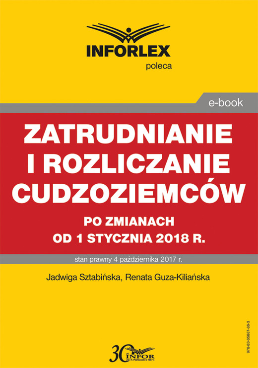 okładka Zatrudnianie i rozliczanie cudzoziemców po zmianach od 1 stycznia 2018 r. ebook | pdf | Jadwiga Sztabińska, Renata Guza-Kiliańska