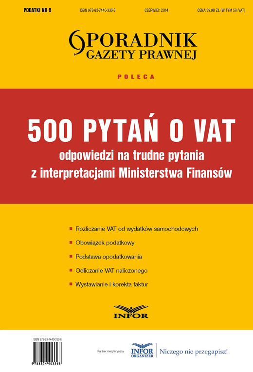 okładka 500 pytań o VAT - odpowiedzi z interpretacjami MF (PDF) ebook | pdf | INFOR PL SA
