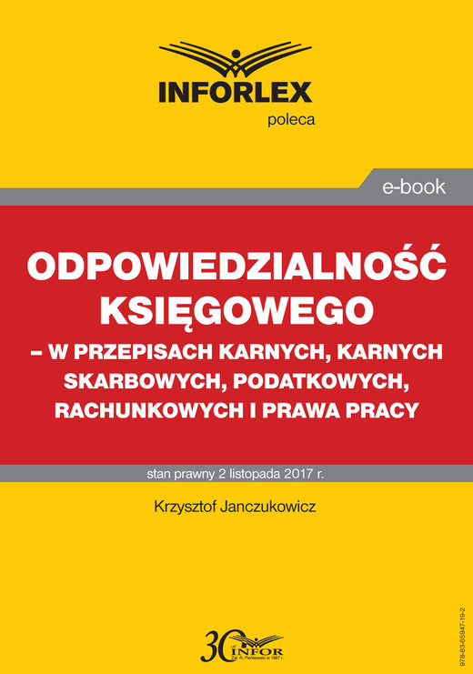 okładka Odpowiedzialność księgowego - w przepisach karnych, karnych skarbowych, podatkowych, rachunkowych i prawa pracy ebook | pdf | Krzysztof Janczukowicz