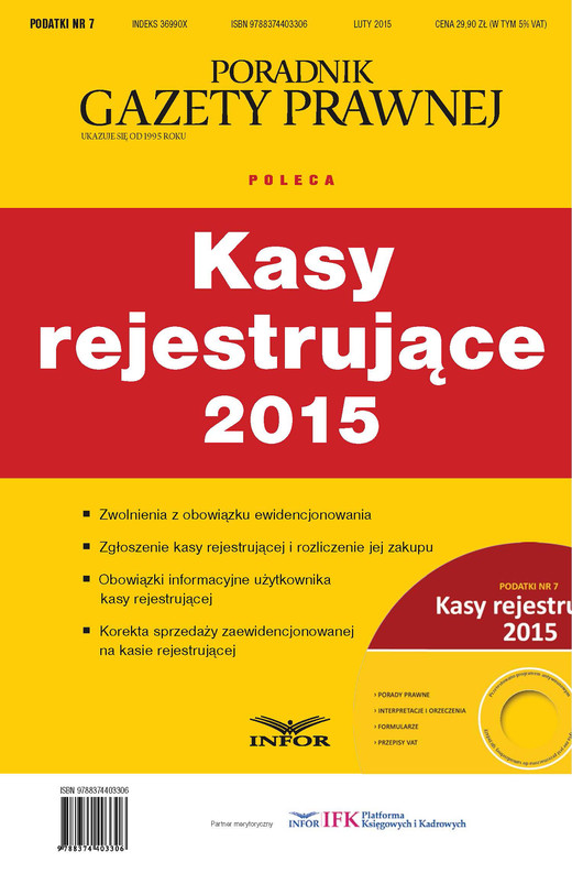 okładka Kasy rejestrujące 2015 - PDF ebook | pdf | INFOR PL SA