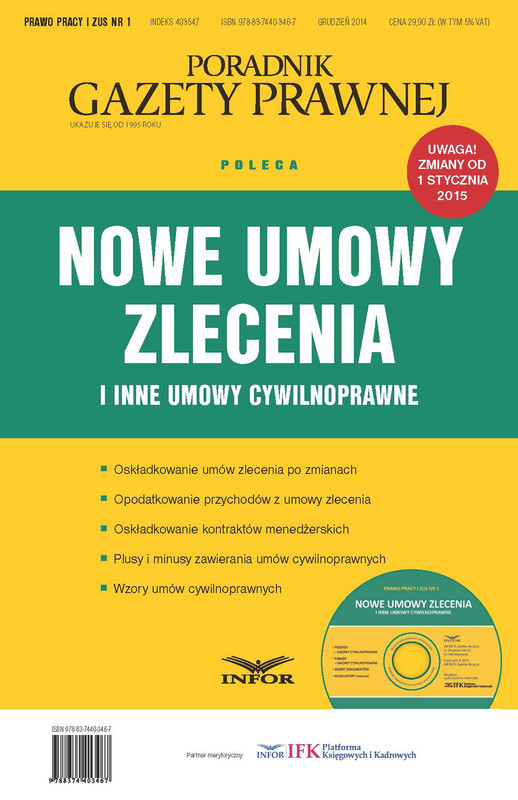 okładka Nowe umowy zlecenia i inne umowy cywilnoprawne (PDF) ebook | pdf | INFOR PL SA