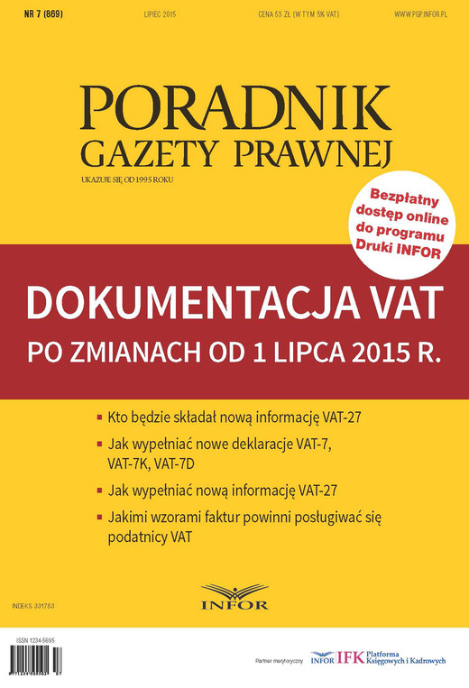 okładka Dokumentacja VAT po zmianach od 1 lipca 2015 r. ebook | pdf | INFOR PL SA