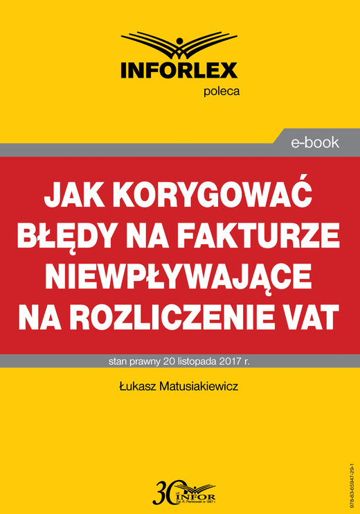 okładka Jak korygować błędy na fakturze niewpływające na rozliczenie VAT ebook | pdf | Łukasz Matusiakiewicz