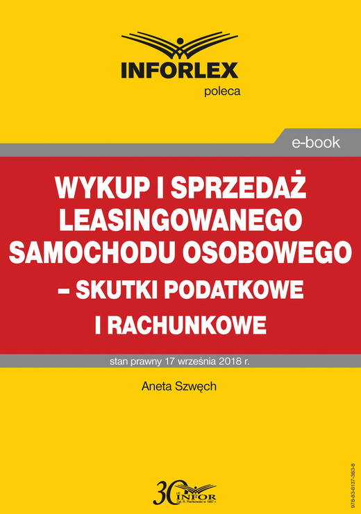 okładka Wykup i sprzedaż leasingowanego samochodu osobowego – skutki podatkowe i rachunkowe ebook | pdf | Aneta Szwęch