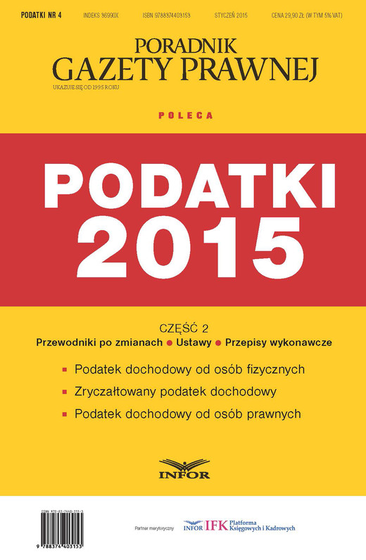 okładka Podatki 2015 cz.2 - Ustawy PIT, CIT i Ryczałt + Akty wykonawcze + Przewodnik po zmianach w podatkach dochodowych (PDF) ebook | pdf | INFOR PL SA