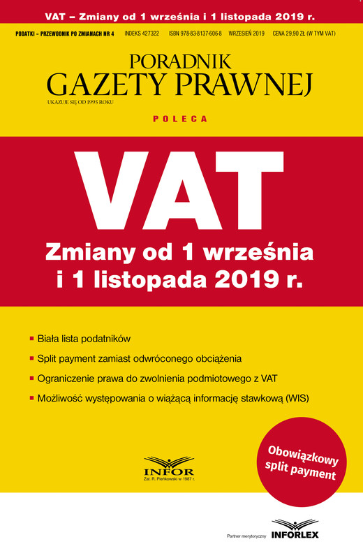 okładka Zmiany od 1 września i 1 listopada 2019 r. ebook | pdf | Praca Zbiorowa