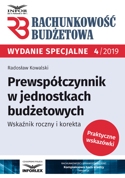 okładka Prewspółczynnik w jednostkach budżetowych.Wskaźnik roczny i korekta ebook | pdf | Radosław Kowalski
