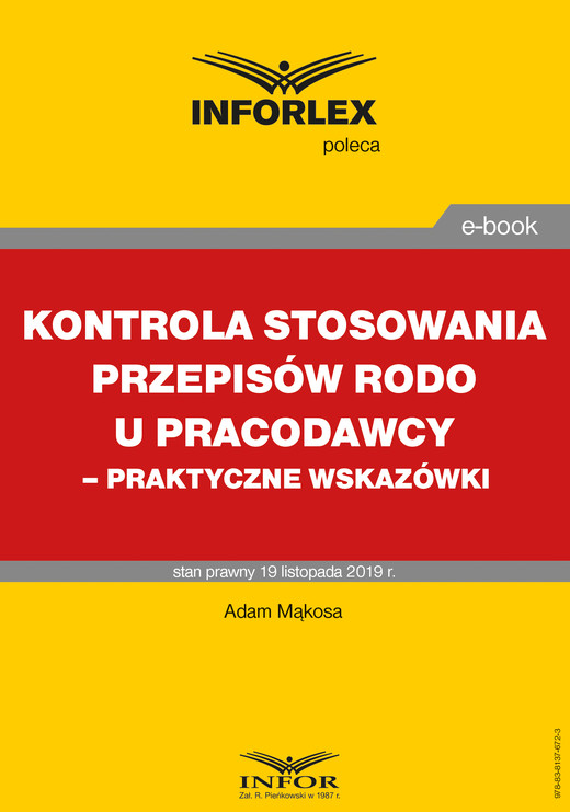 okładka Kontrola stosowania przepisów RODO u pracodawcy – praktyczne wskazówki ebook | pdf | Adam Mąkosa