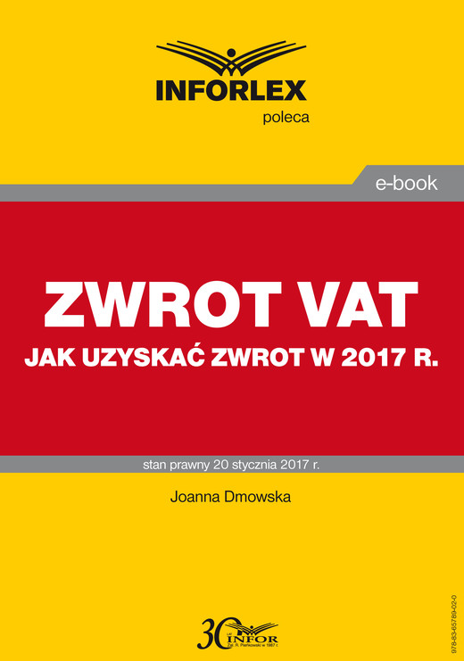 okładka ZWROT VAT jak uzyskać zwrot w 2017 r. ebook | pdf | Joanna Dmowska