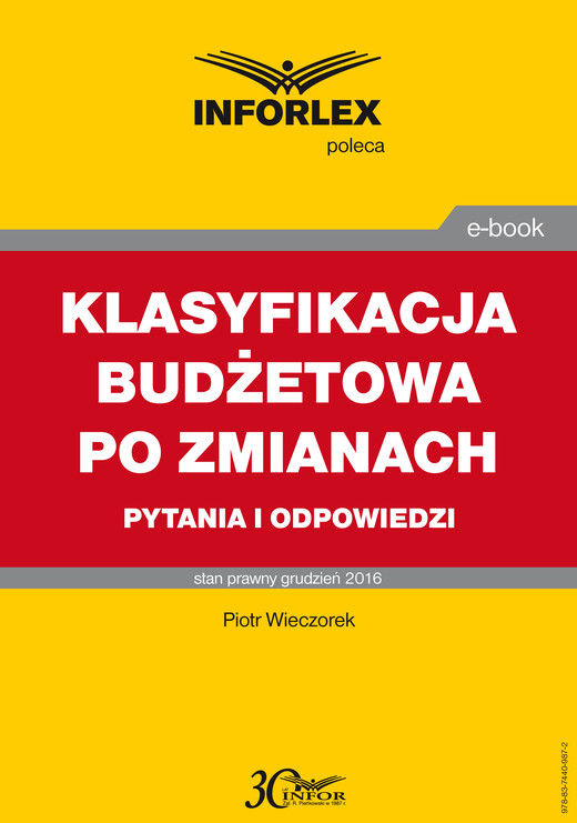 okładka KLASYFIKACJA BUDŻETOWA PO ZMIANACH pytania i odpowiedzi ebook | pdf | Piotr Wieczorek