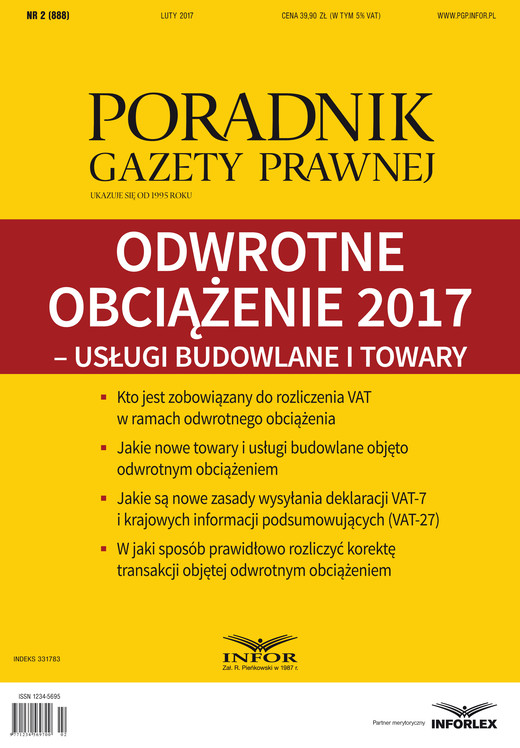 okładka Odwrotne obciążenie 2017 – usługi budowlane i towary ebook | pdf | Aneta Szwęch