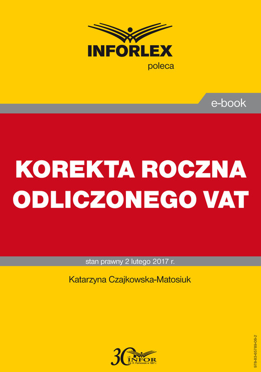 okładka KOREKTA ROCZNA ODLICZONEGO VAT ebook | pdf | Katarzyna Czajkowska-Matosiuk