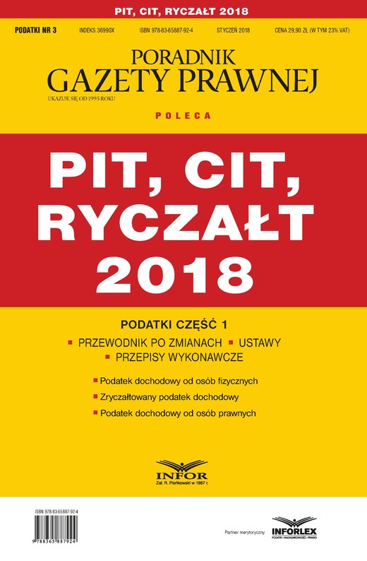 okładka PIT, CIT, ryczałt 2018. Podatki część 1 ebook | pdf | Praca Zbiorowa