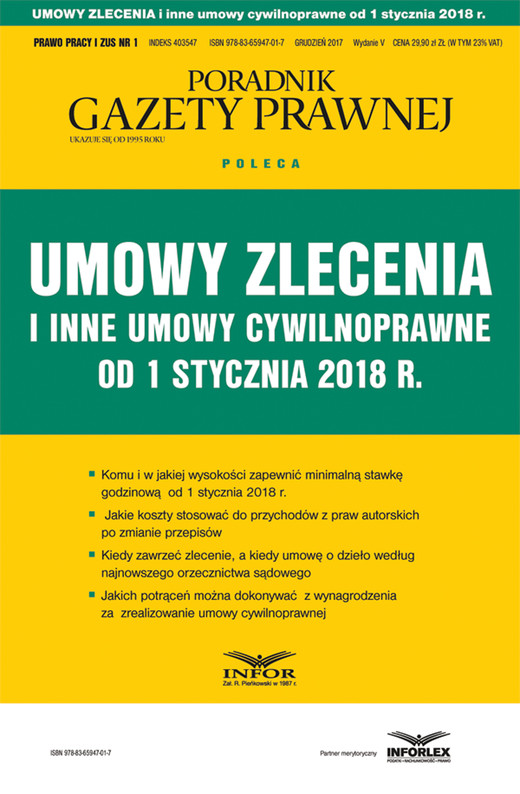 okładka Umowy zlecenia i inne umowy cywilnoprawne od stycznia 2018 r. ebook | pdf | Praca Zbiorowa
