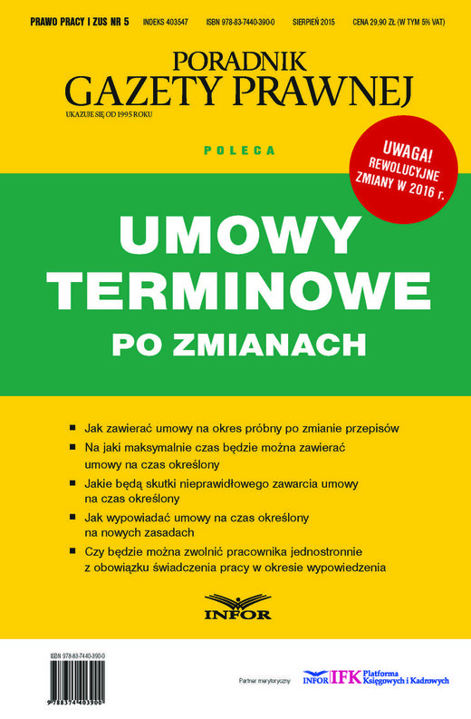 okładka Umowy terminowe po zmianach ebook | pdf | INFOR PL SA