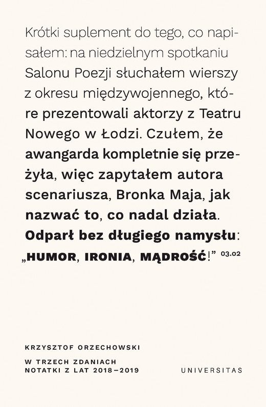 okładka W trzech zdaniach. Zapiski z lat 2018/2019 ebook | epub, mobi | Orzechowski Krzysztof