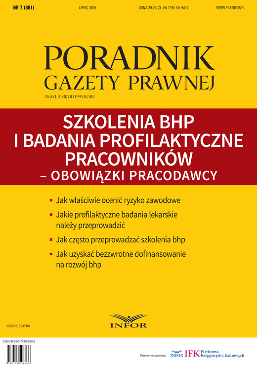 okładka Szkolenia BHP i badania profilaktyczne pracowników – obowiązki pracodawcy (Poradnik Gazety Prawnej) ebook | pdf | praca zbiorowa