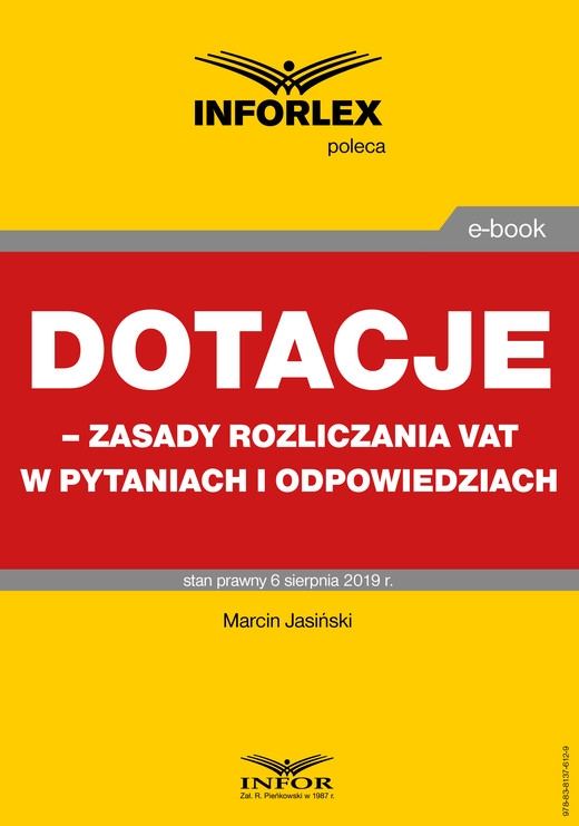 okładka Dotacje – zasady rozliczania VAT w pytaniach i odpowiedziach ebook | pdf | Marcin Jasiński