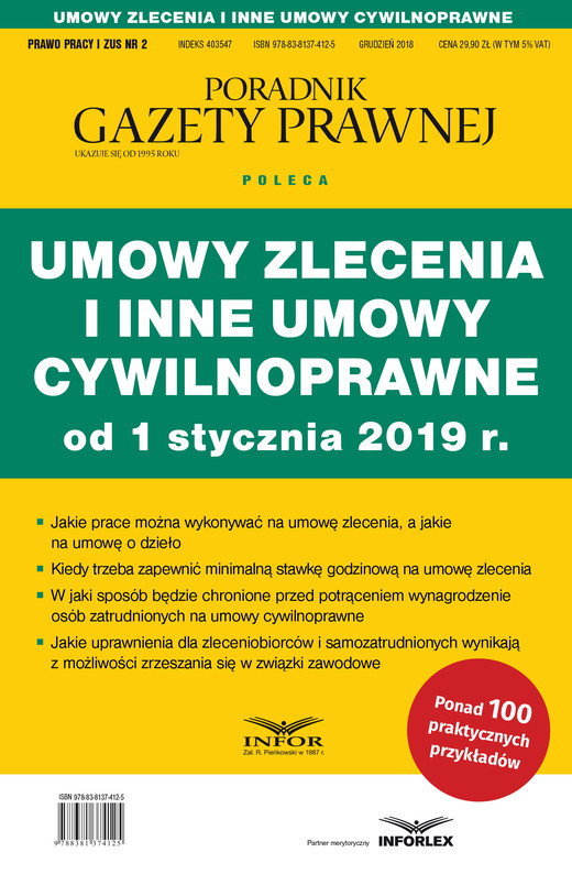 okładka Umowy zlecenia i inne umowy cywilnoprawne od 1 stycznia 2019 r. ebook | pdf | praca zbiorowa