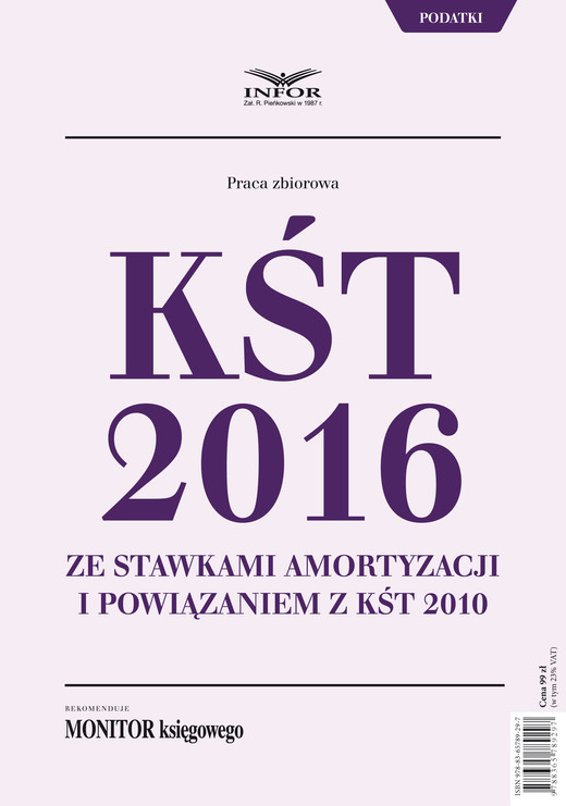 okładka KŚT 2016 ze stawkami amortyzacji i powiązaniem z KŚT 2010 ebook | pdf | Praca Zbiorowa