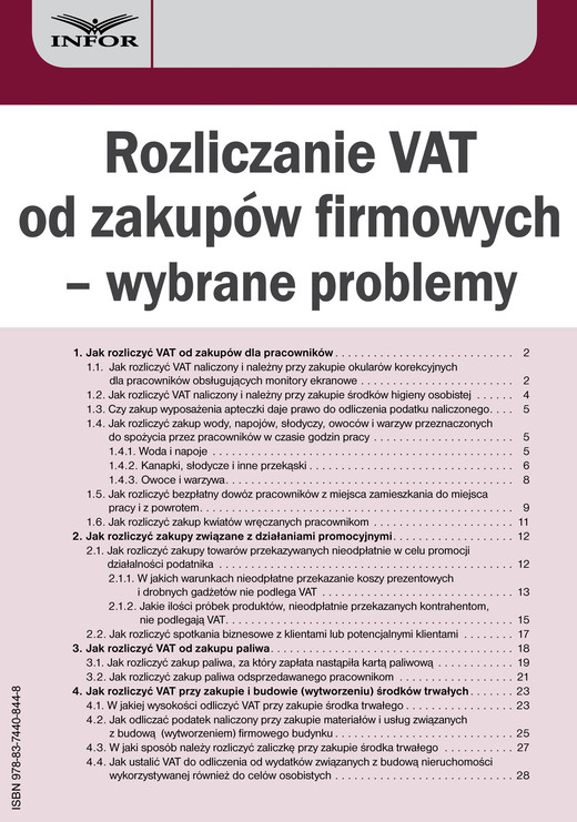 okładka Rozliczanie VAT od zakupów firmowych – wybrane problemy ebook | pdf | Aneta Szwęch