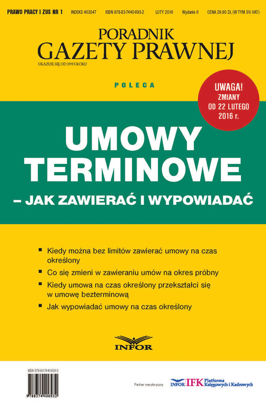 okładka Umowy terminowe – jak zawierać i wypowiadać ebook | pdf | INFOR PL SA