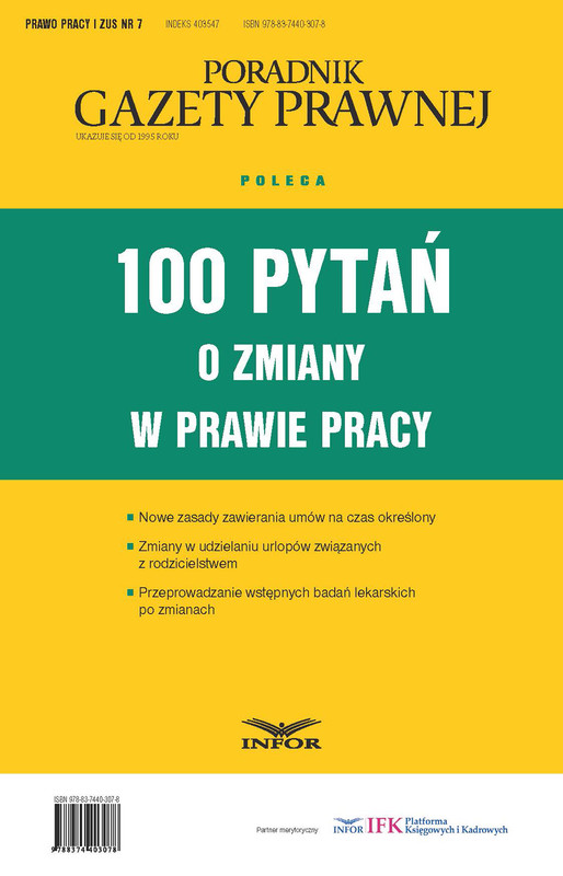 okładka 100 pytań o zmiany w prawie pracy ebook | pdf | INFOR PL SA