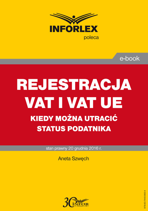 okładka REJESTRACJA VAT I VAT UE kiedy można utracić status podatnika ebook | pdf | Aneta Szwęch